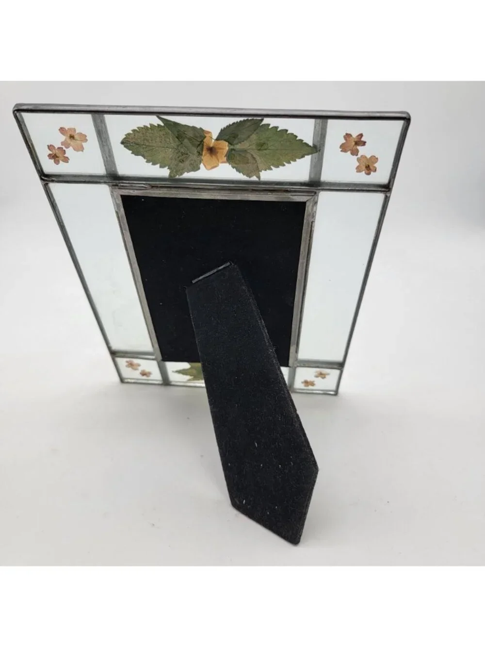 Vintage Pressed Flowers Stained Glass Photo Frame